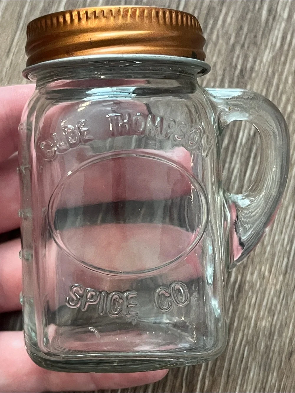 Olde Thompson Clear Glass Salt and Pepper Jar with Copper Lid and Side Handle